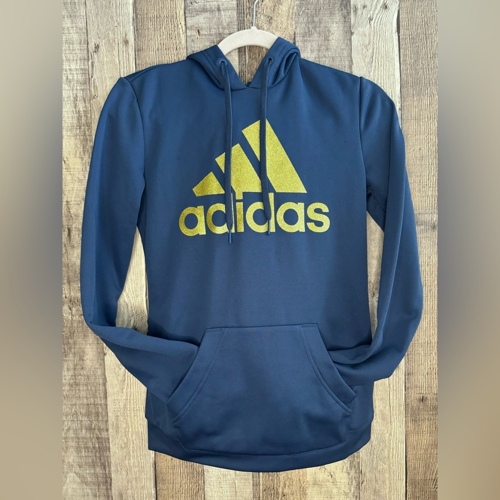 NWT Adidas Women’s GG Pullover Hoodie Blue Gold Sz XS